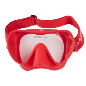 Maska Scorpena N3 ar elastīgu siksnu, sarkana